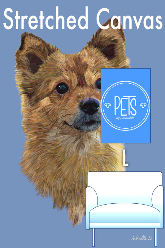 Commissioned Pet Portrait on Stretched Canvas, Large Vibrant - Printkeg.art