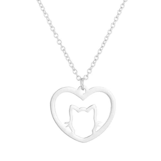 Cat Heart Necklace - Printkeg.art