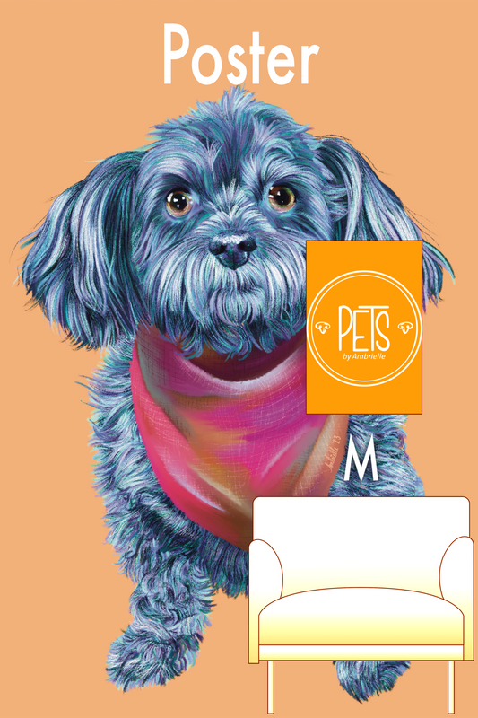 Commissioned Pet Portrait, Medium Poster - Printkeg.art