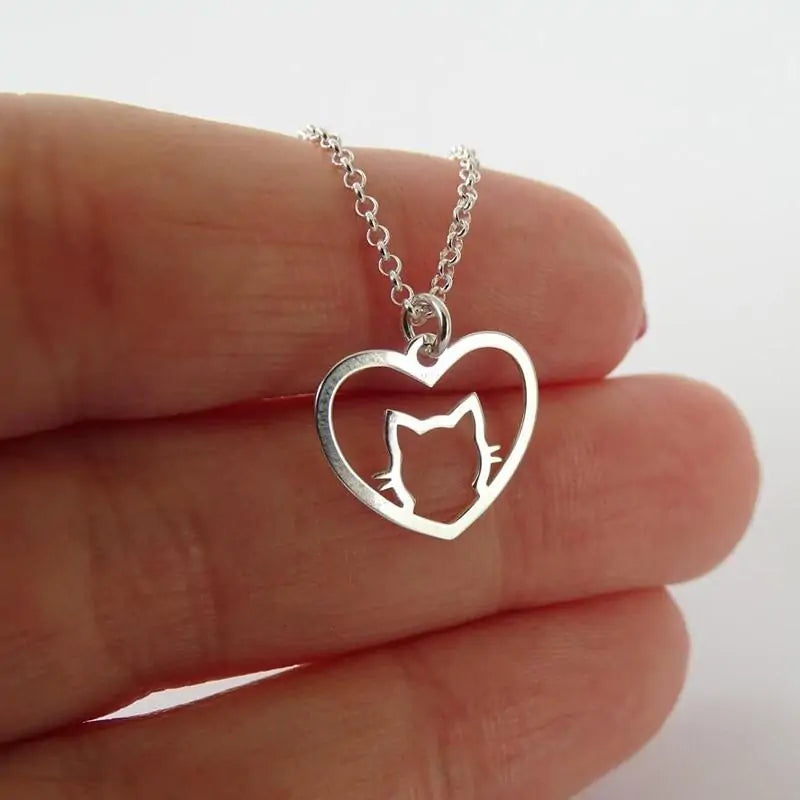 Cat Heart Necklace - Printkeg.art