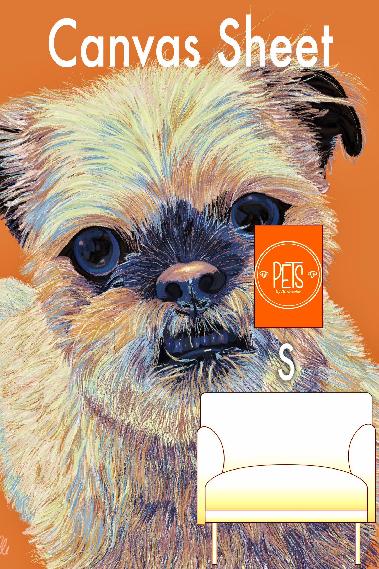 Commissioned Pet Portrait on Canvas Sheet, Small - Printkeg.art