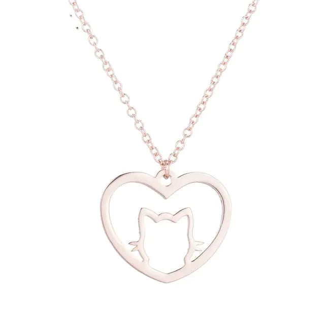 Cat Heart Necklace - Printkeg.art