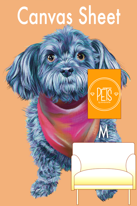 Commissioned Pet Portrait on Canvas Sheet, Medium - Printkeg.art