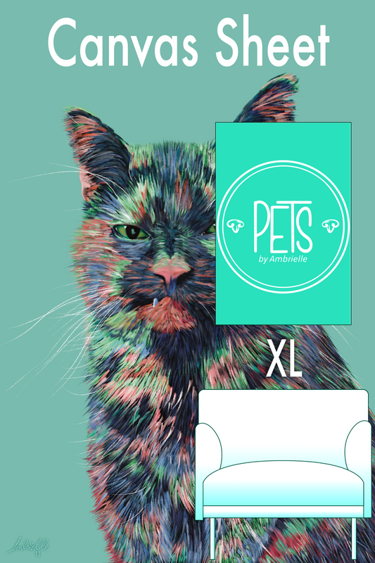 Commissioned Pet Portrait on Canvas Sheet, XLarge Vibrant - Printkeg.art