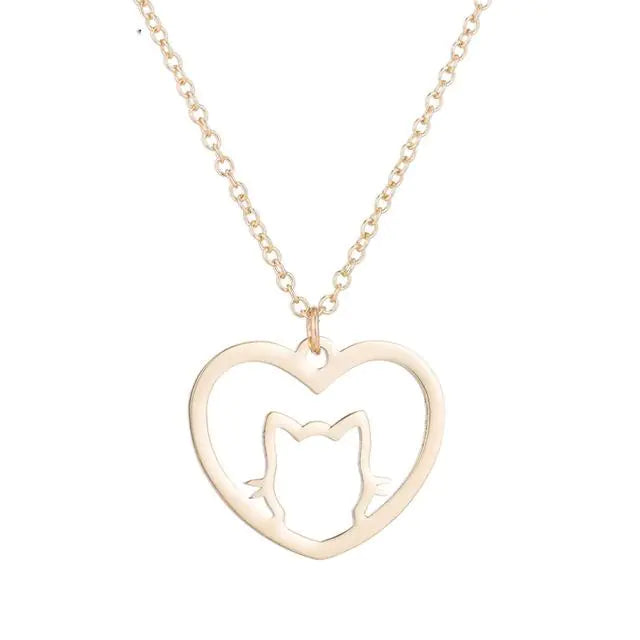 Cat Heart Necklace - Printkeg.art