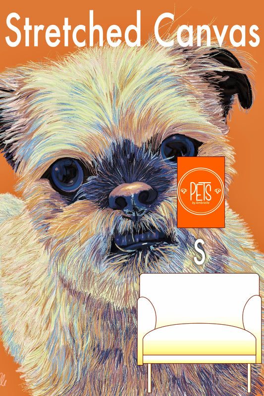 Commissioned Pet Portrait on Stretched Canvas, Small Vibrant - Printkeg.art